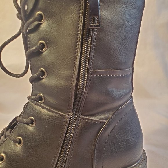Women's  Black Military Mid Calf Combat boots - Picture 8 of 9